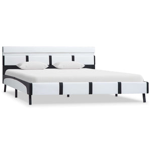 vidaXL Cadre de lit avec LED Blanc Similicuir 140x200 cm