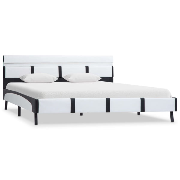 vidaXL Cadre de lit avec LED Blanc Similicuir 140x200 cm