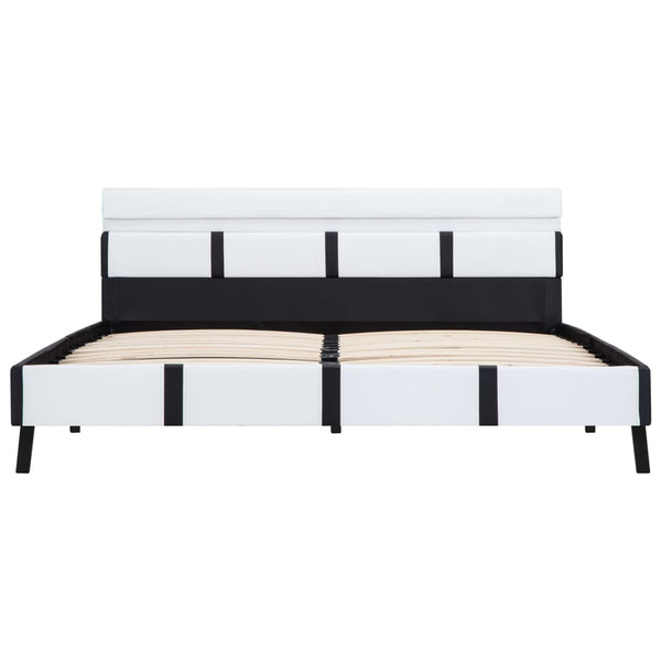 vidaXL Cadre de lit avec LED Blanc Similicuir 140x200 cm