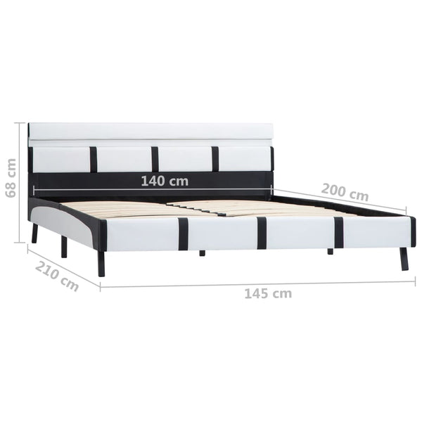 vidaXL Cadre de lit avec LED Blanc Similicuir 140x200 cm