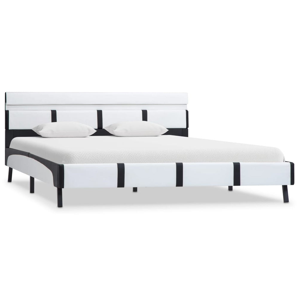 vidaXL Cadre de lit avec LED Blanc Similicuir 160×200 cm