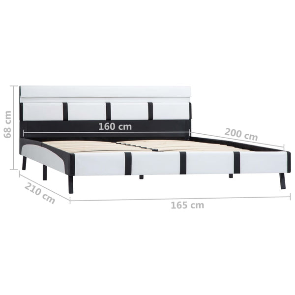 vidaXL Cadre de lit avec LED Blanc Similicuir 160×200 cm