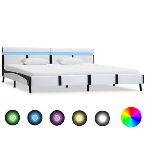 vidaXL Cadre de lit avec LED Blanc Similicuir 180×200 cm