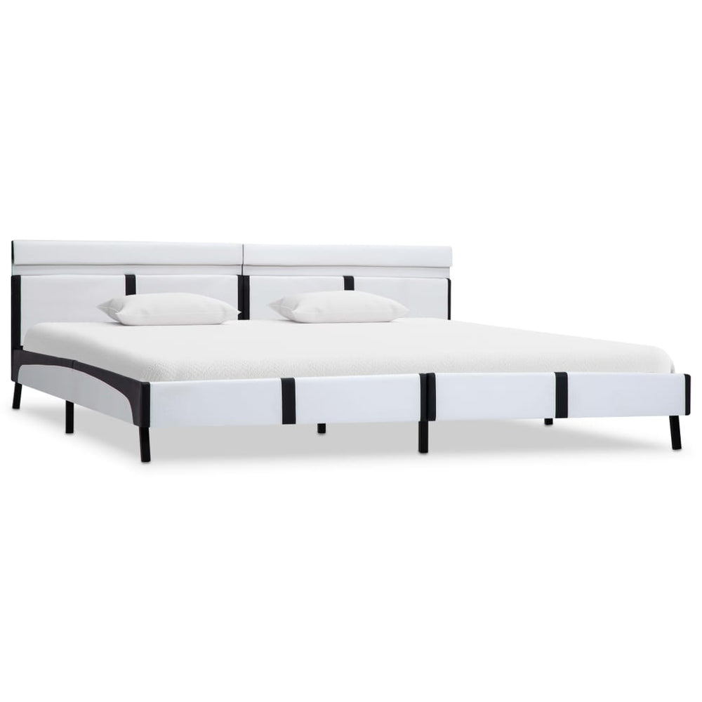 vidaXL Cadre de lit avec LED Blanc Similicuir 180×200 cm