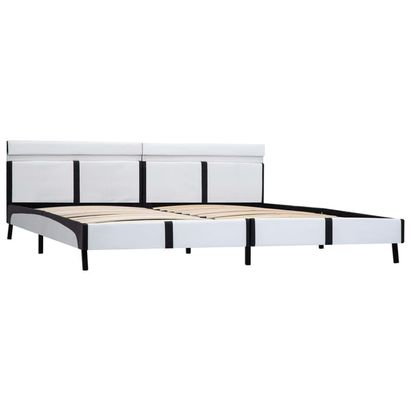 Bettgestell mit LED Weiß Kunstleder 180×200 cm