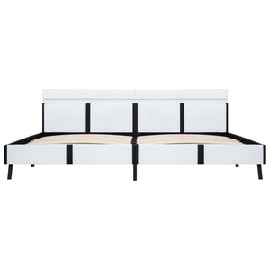 Bettgestell mit LED Weiß Kunstleder 180×200 cm