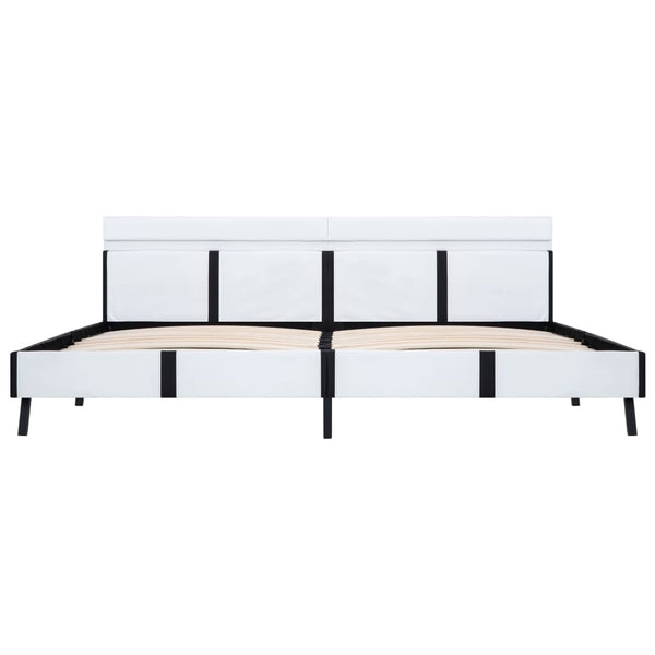 Bettgestell mit LED Weiß Kunstleder 180×200 cm