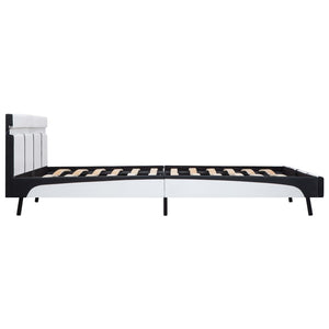 Bettgestell mit LED Weiß Kunstleder 180×200 cm