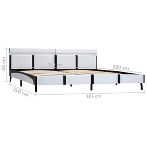 Bettgestell mit LED Weiß Kunstleder 180×200 cm