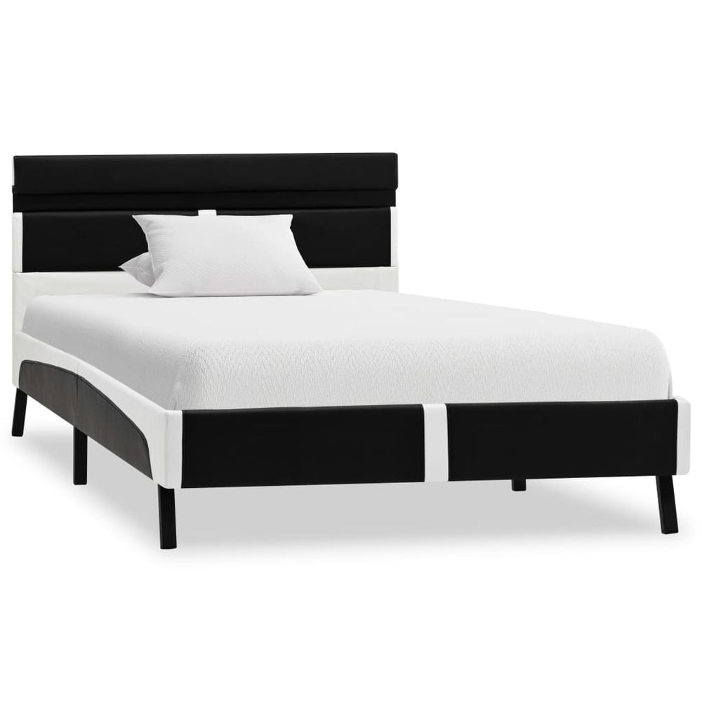 vidaXL Cadre de lit avec LED Similicuir Noir 90x200 cm