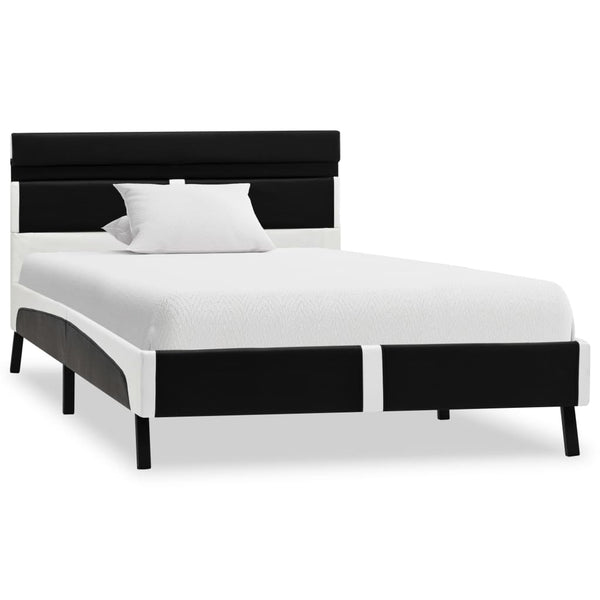 vidaXL Cadre de lit avec LED Similicuir Noir 90x200 cm