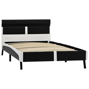 Bettgestell mit LED Schwarz Kunstleder 90x200 cm