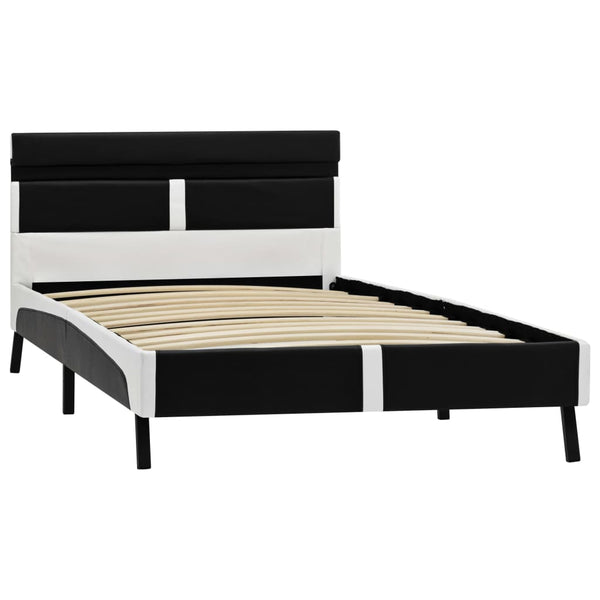 vidaXL Cadre de lit avec LED Similicuir Noir 90x200 cm