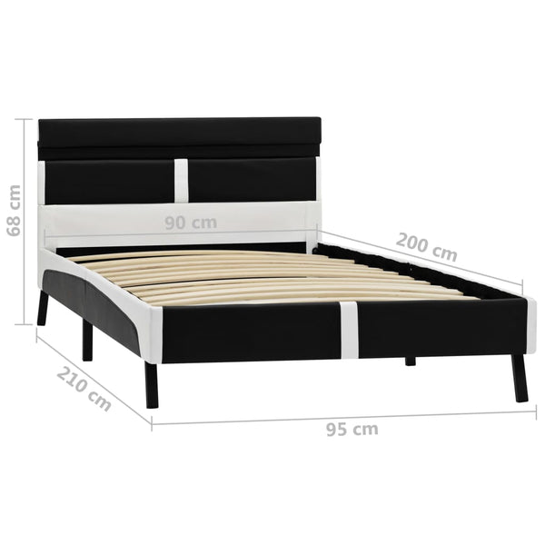 vidaXL Cadre de lit avec LED Similicuir Noir 90x200 cm