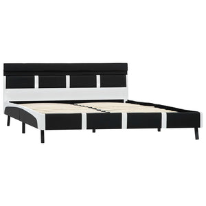 vidaXL LED Bed Frame Black Faux Leather 140x200 cm