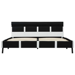 Bettgestell mit LED Schwarz Kunstleder 140x200 cm