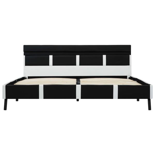 Bettgestell mit LED Schwarz Kunstleder 140x200 cm