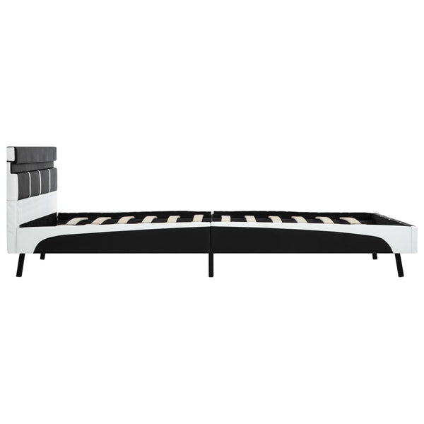 Bettgestell mit LED Schwarz Kunstleder 140x200 cm