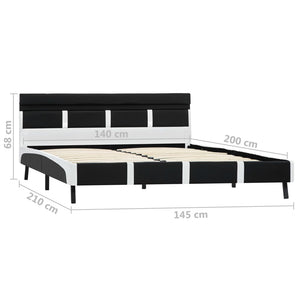 vidaXL LED Bed Frame Black Faux Leather 140x200 cm