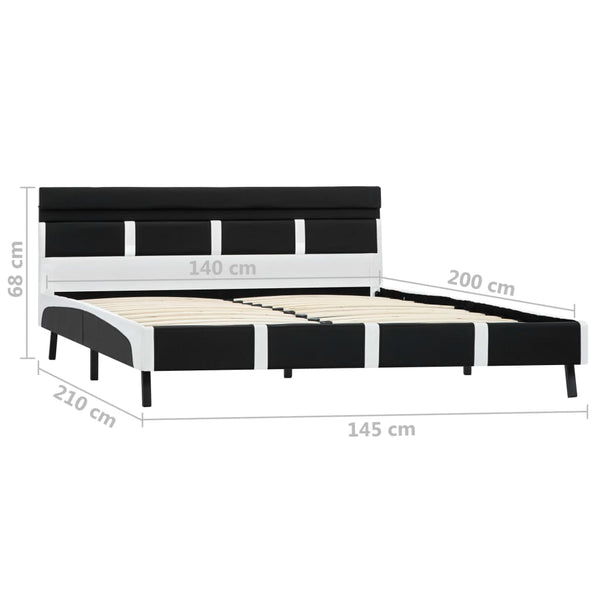 vidaXL LED Bed Frame Black Faux Leather 140x200 cm