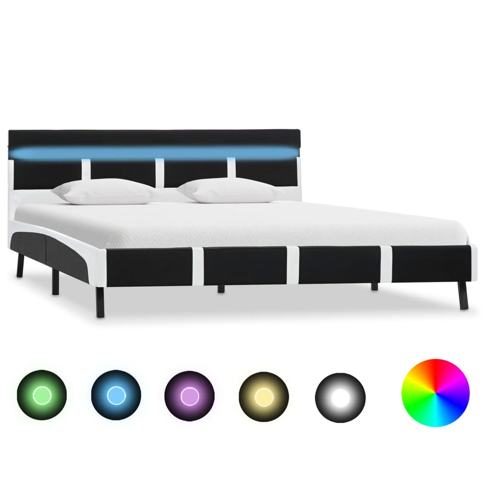 vidaXL Cadre de lit avec LED Noir Similicuir 160x200 cm
