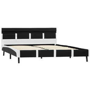 Bettgestell mit LED Schwarz Kunstleder 160x200 cm