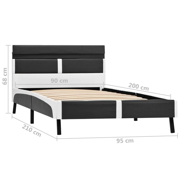 Bettgestell mit LED Grau Kunstleder 90×200 cm
