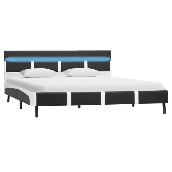 Bettgestell mit LED Grau Kunstleder 120×200 cm