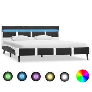 vidaXL Cadre de lit avec LED Gris Similicuir 160x200 cm