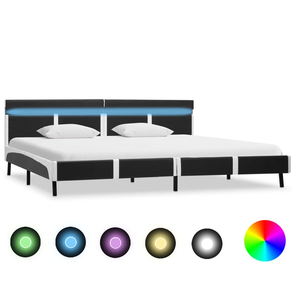 Bettgestell mit LED Grau Kunstleder 180x200 cm