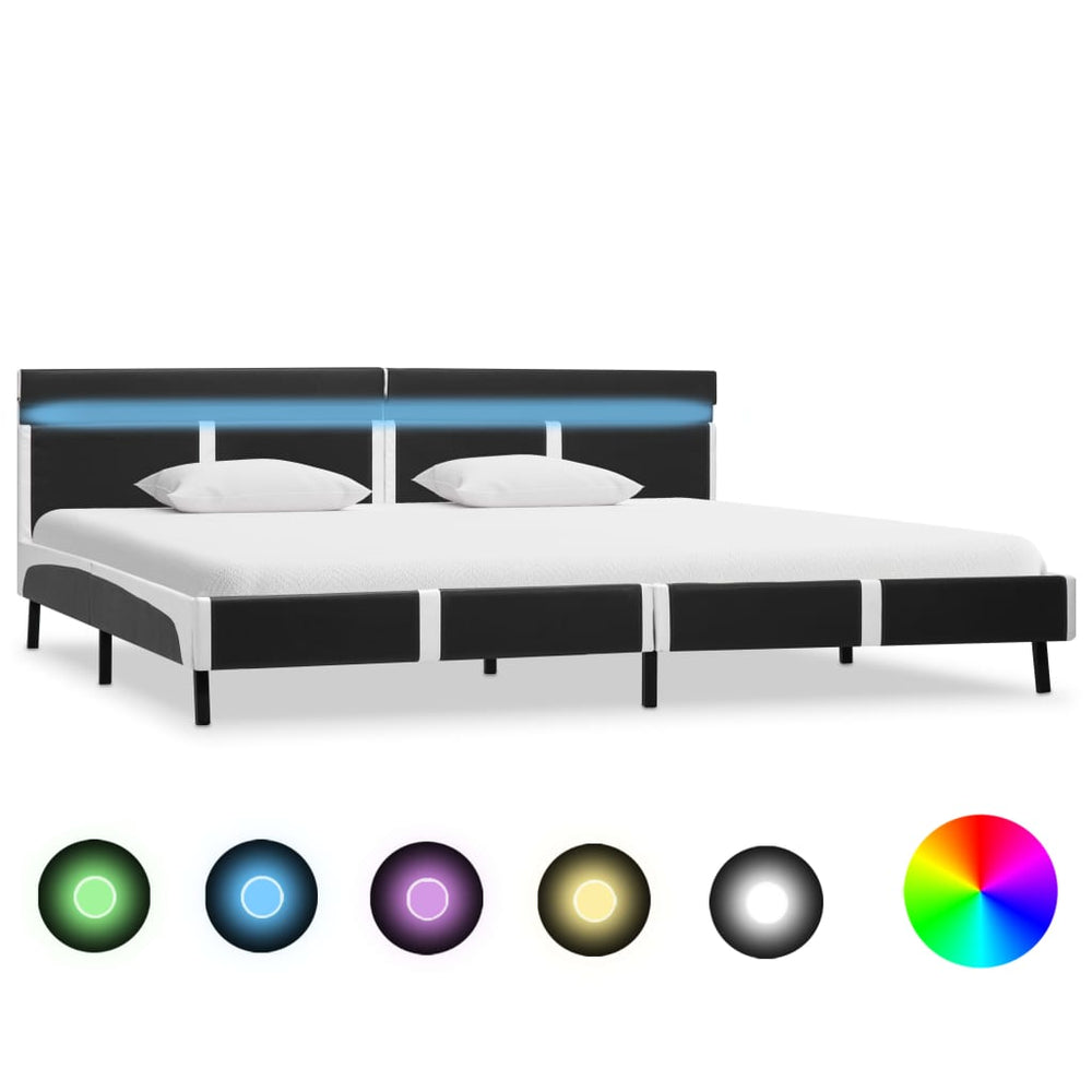 vidaXL Cadre de lit avec LED Gris Similicuir 180x200 cm