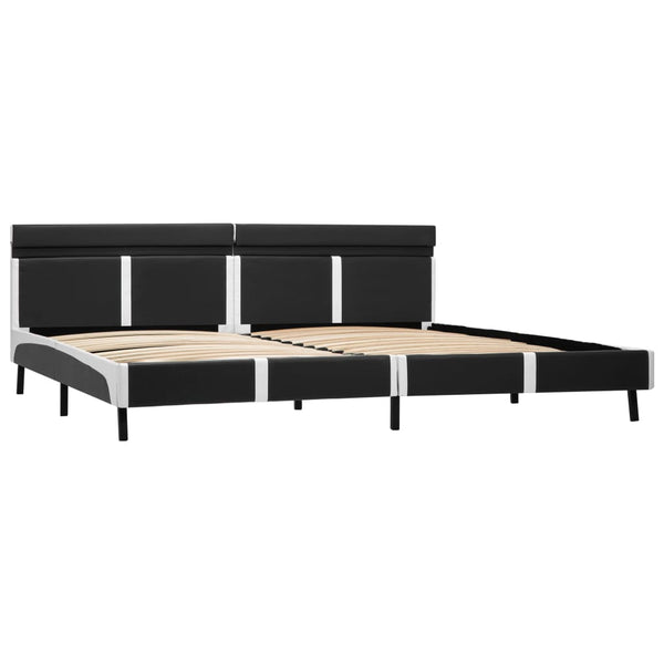 Bettgestell mit LED Grau Kunstleder 180x200 cm