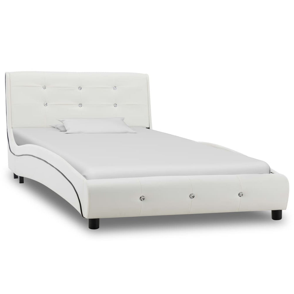 vidaXL Cadre de lit blanc similicuir 90x200 cm
