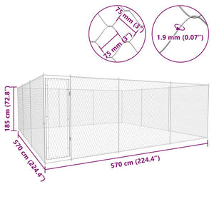 Outdoor-Hundezwinger Verzinkter Stahl 570x570x185 cm