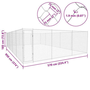Outdoor-Hundezwinger Verzinkter Stahl 950x570x185 cm