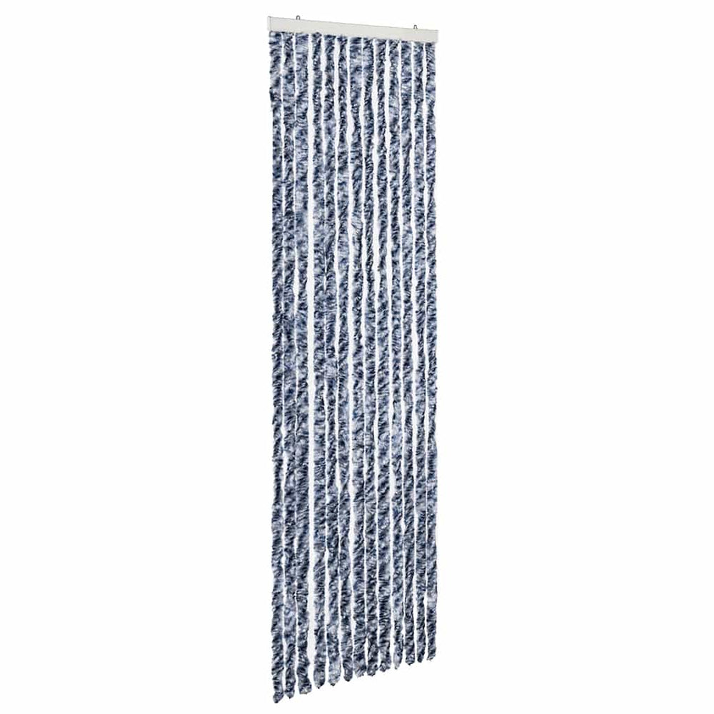vidaXL Rideau anti-insectes bleu, blanc et argenté 56x185 cm chenille