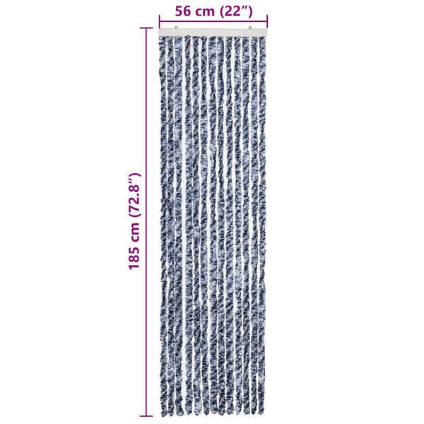 Insektenschutz-Vorhang Blau, Weiß und Silbern 56x185cm Chenille