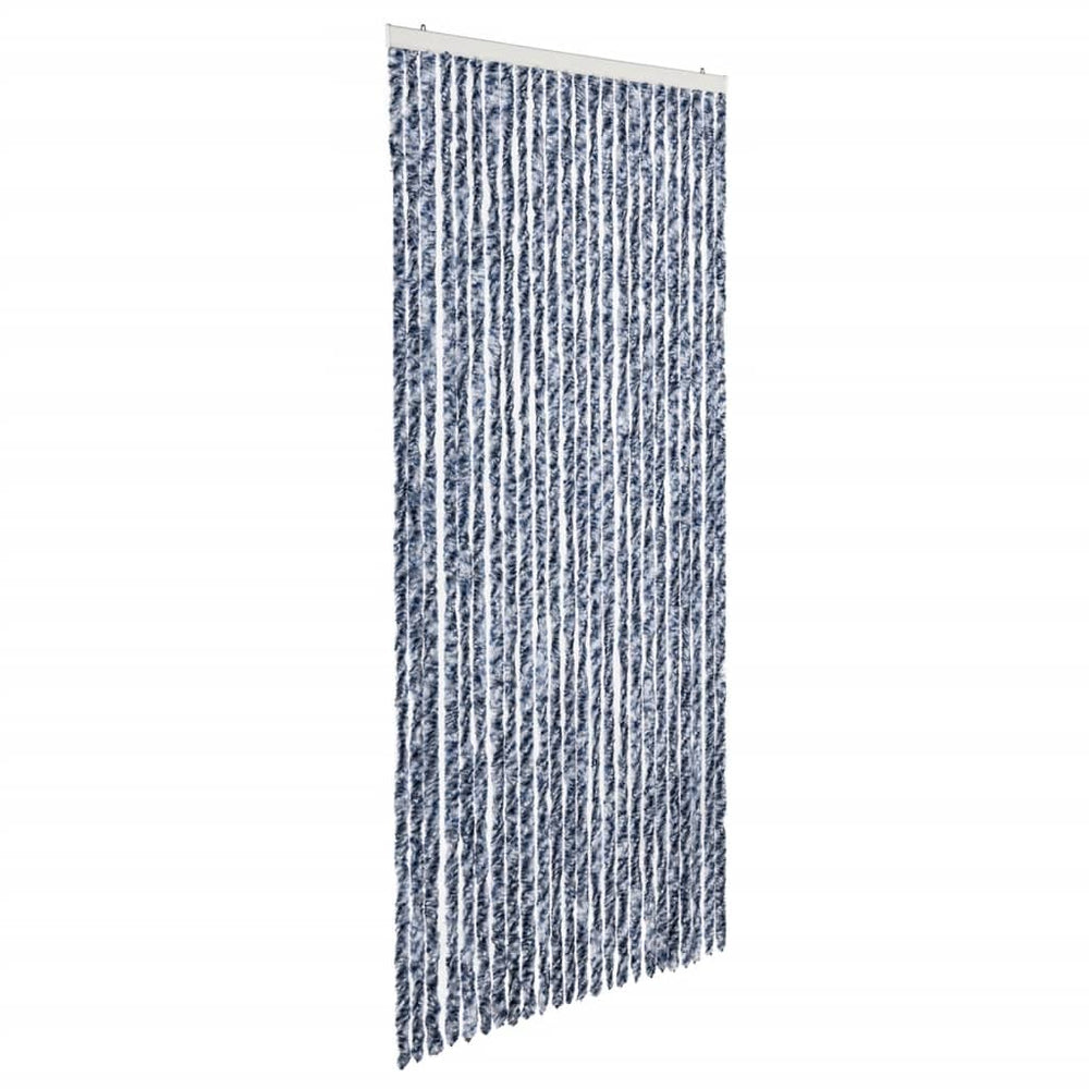 vidaXL Moustiquaire de porte chenille Bleu Blanc Argent 100x220 cm
