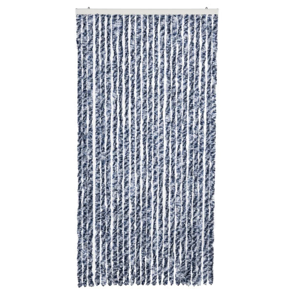Insektenschutz-Vorhang Blau Weiß Silbern 100x220cm Chenille