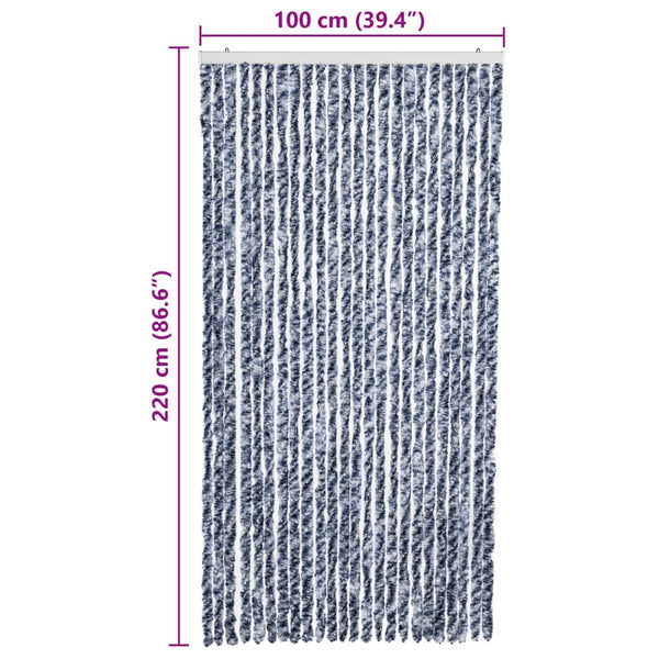 Insektenschutz-Vorhang Blau Weiß Silbern 100x220cm Chenille