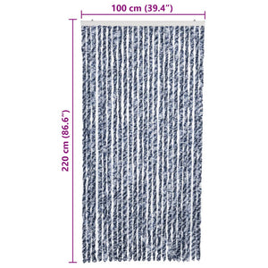 Insektenschutz-Vorhang Blau Weiß Silbern 100x220cm Chenille