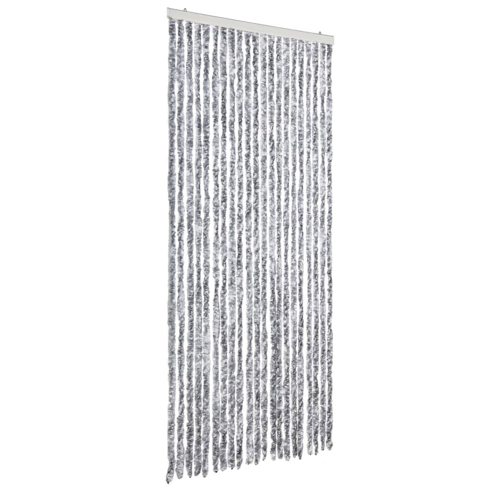 vidaXL Rideau anti-insectes blanc et gris 90x220 cm chenille