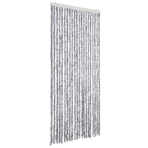 Insektenschutz-Vorhang Weiß und Grau 90x220 cm Chenille