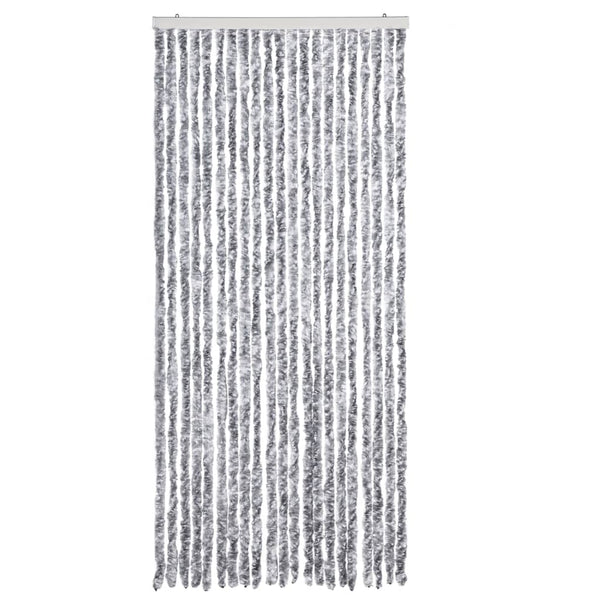 Insektenschutz-Vorhang Weiß und Grau 90x220 cm Chenille