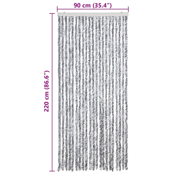 Insektenschutz-Vorhang Weiß und Grau 90x220 cm Chenille