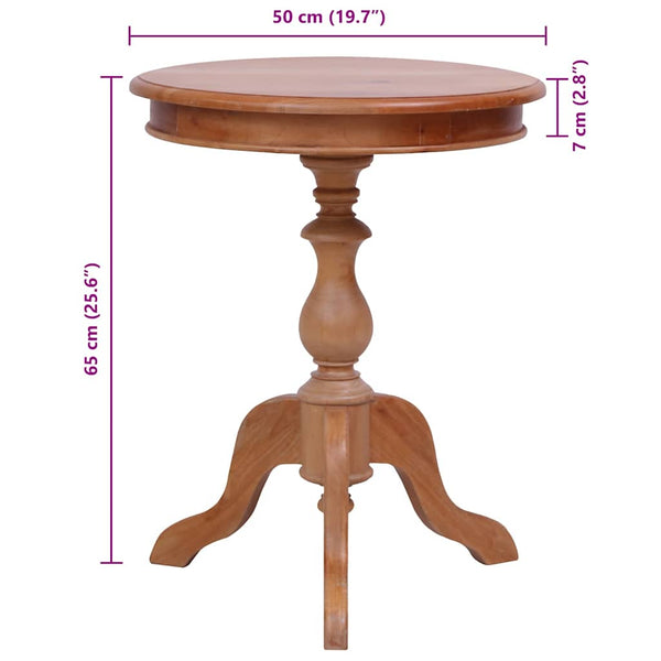vidaXL Table d'appoint Naturel 50 x 50 x 65 cm Bois massif d'acajou