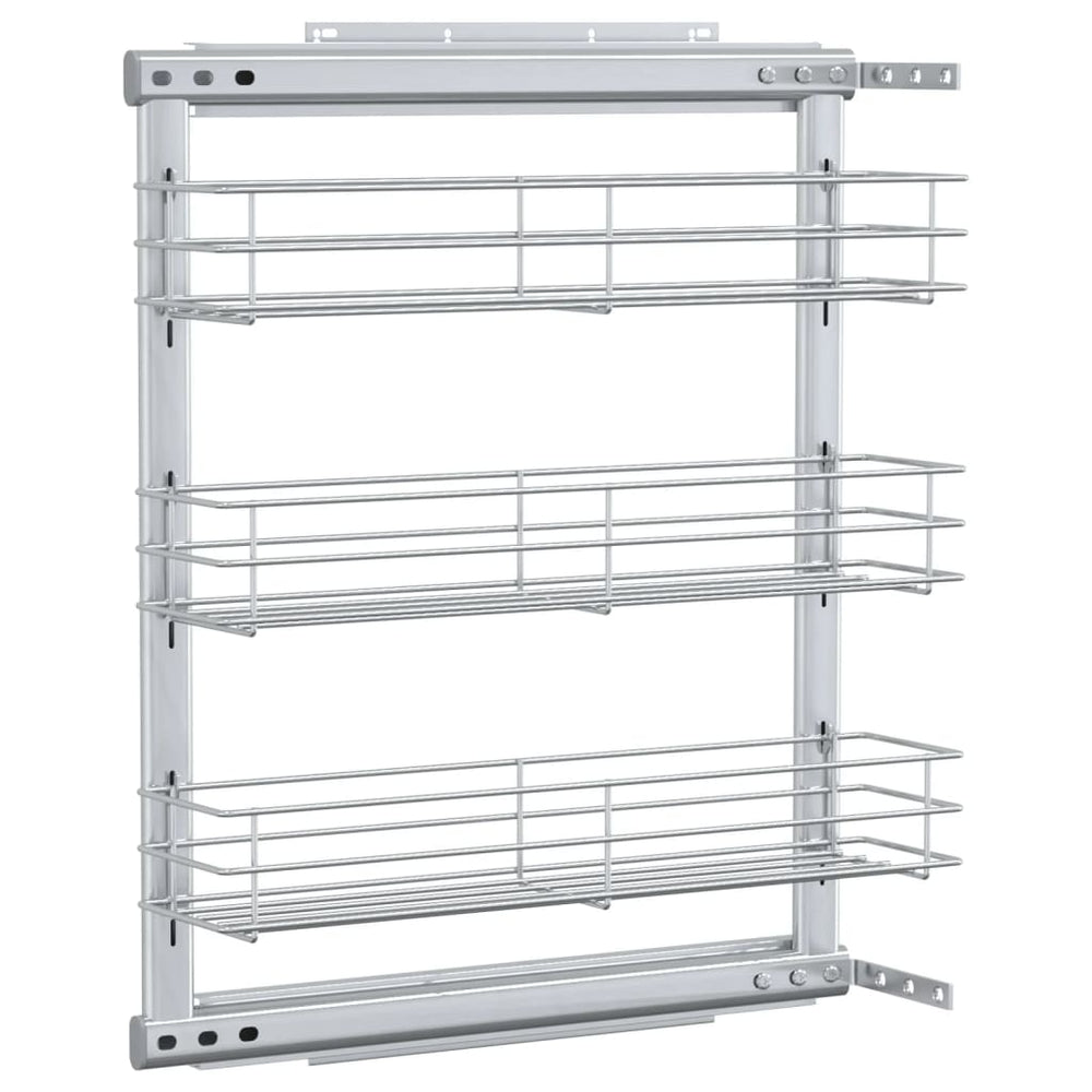 vidaXL Panier à tiroir de cuisine à 3 niveaux Extensible Argenté 47x15,5x55,5 cm