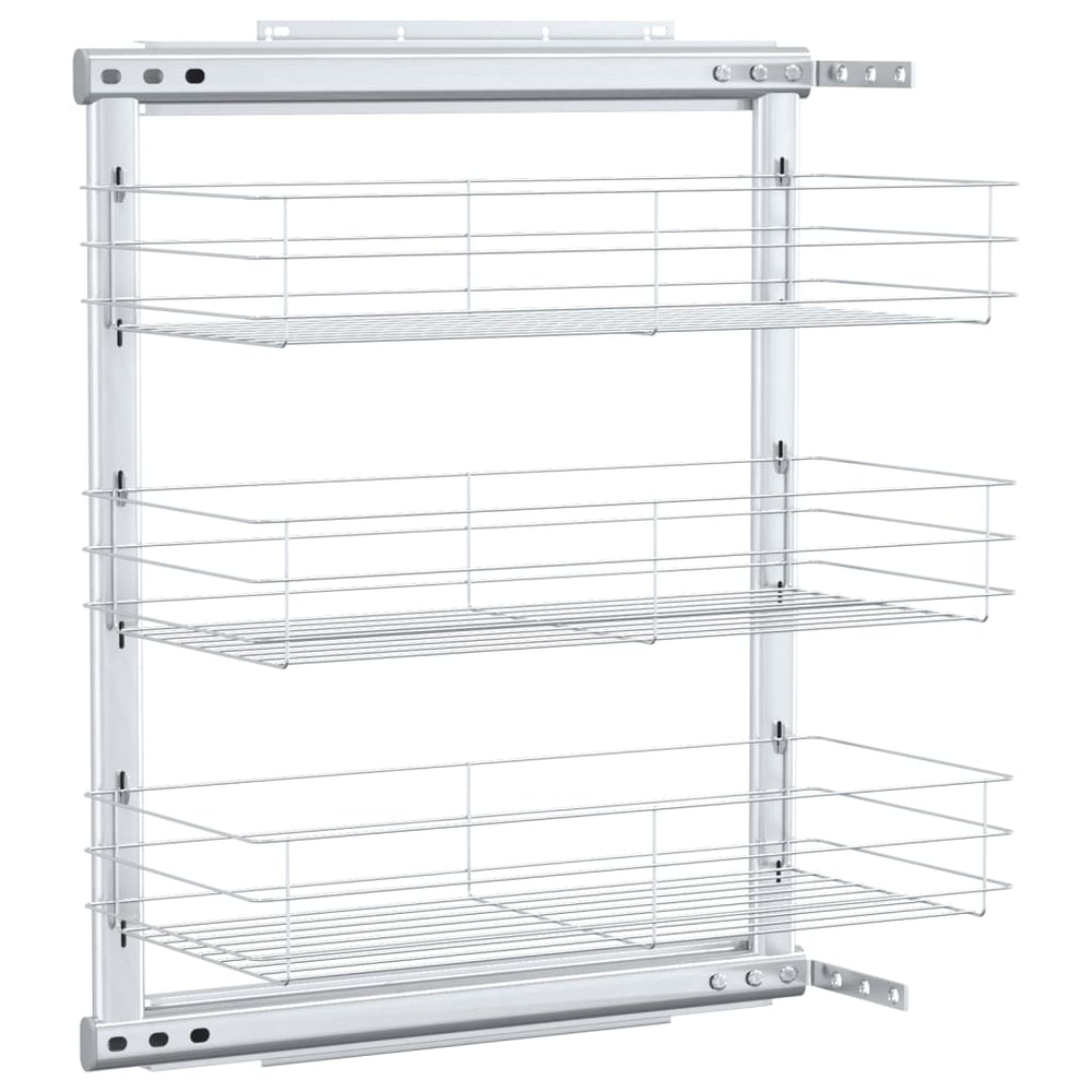 vidaXL Panier coulissant à 3 niveaux pour cuisine, Argenté, 47x25x56 cm