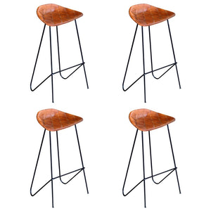 vidaXL Tabourets de bar 4 pcs Cuir véritable Marron