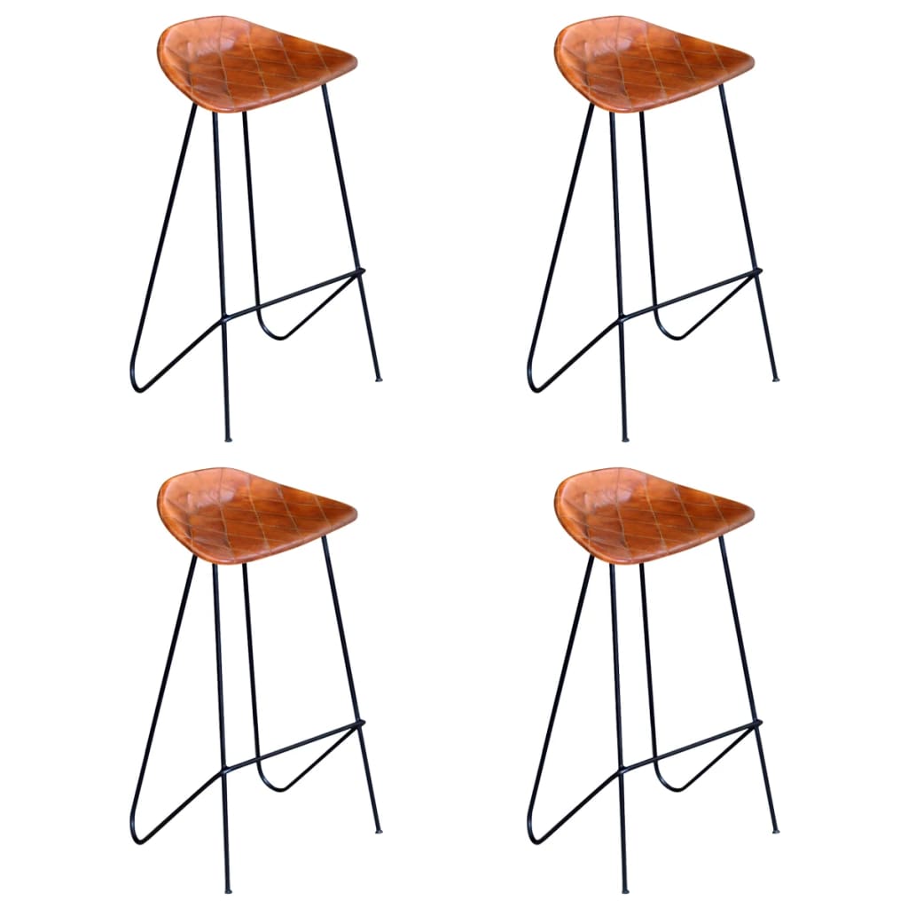 vidaXL Tabourets de bar 4 pcs Cuir véritable Marron